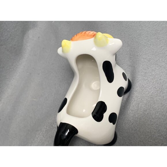 Vintage Houston Harvest Ceramic Cow Sugar Bowl & Creamer Set Black & White - Picture 7 of 16